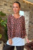 Made in Italy Knox Leopard Fine Knit & Vest Top Indian Red